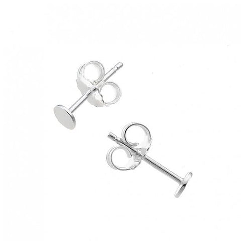 BeadsBalzar Beads & Crafts (925-56SILV) SILVER 925 4MM FLAT STUD EARRING SUPPORTS (1 PAIR)
