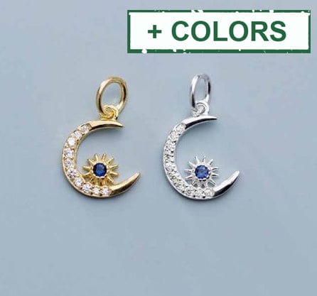 BeadsBalzar Beads & Crafts (925-BM10-X) Beautiful Stars Crescent Moon 925 Sterling Silver DIY Charms (1 PC)
