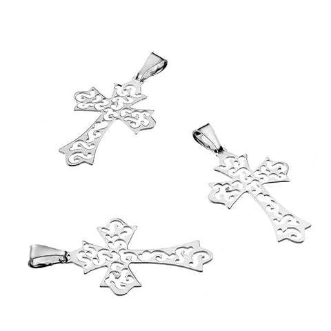 BeadsBalzar Beads & Crafts (925-C09) Sterling silver 35mm filigree baroque cross (1 PC)