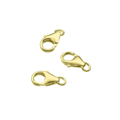 BeadsBalzar Beads & Crafts (925-C26) Sterling silver Lobster claw clasps 7mm . GOLD PLATED(2 PIECES)