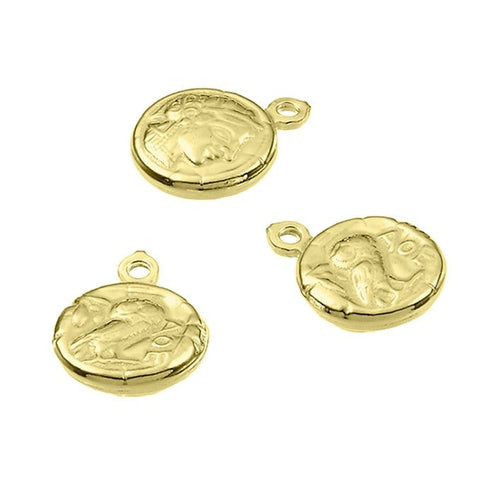 BeadsBalzar Beads & Crafts (925-C32) Sterling silver 10mm Drachma coin medals with 1 ring (1 PC)