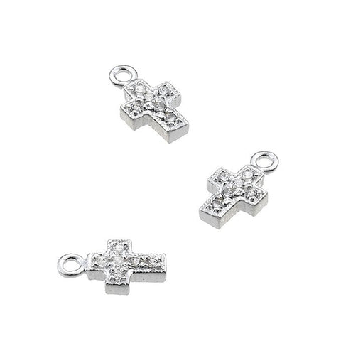 BeadsBalzar Beads & Crafts (925-C34A) Sterling silver Crosses 6X8mm with zirconium 1 ring (1 pc)