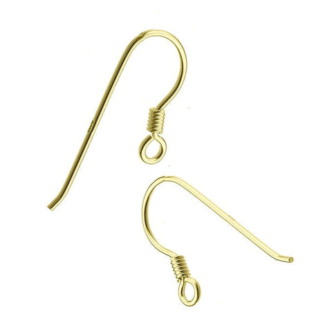 BeadsBalzar Beads & Crafts (925-E18) Sterling silver Spiral hooks earring supports , GOLD PLATED(1 PAIR)