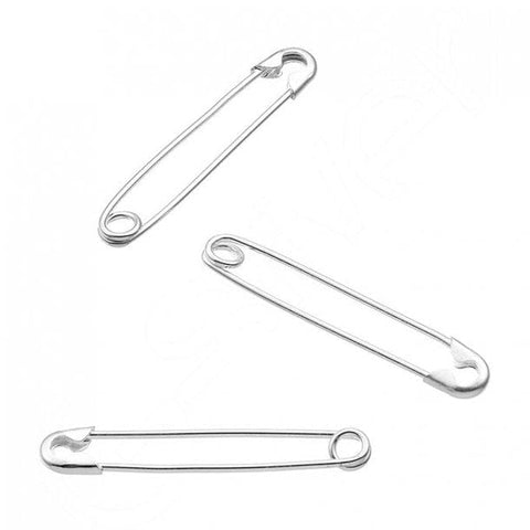 BeadsBalzar Beads & Crafts (925-GC58SILV) STERLING SILVER 30X3,9MM SAFETY PINS (1 PC)