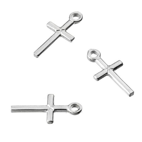 BeadsBalzar Beads & Crafts (925-JS1FCR2) Sterling silver 6x10mm flat cross charms with ring