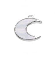 BeadsBalzar Beads & Crafts (925-M111-S) SILVER 925 14X11MM MOON PENDANT WITH MOTHER OF PEARL (1 PC)