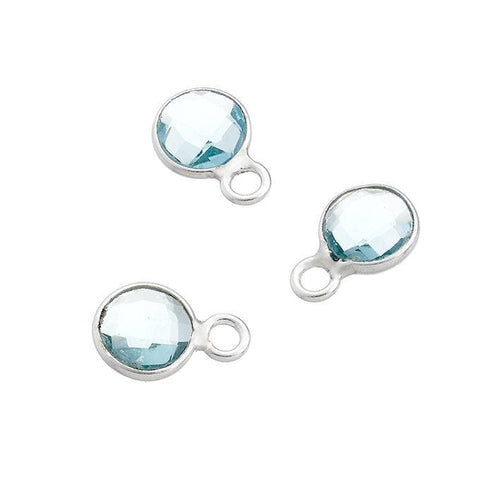 BeadsBalzar Beads & Crafts (925-P05A) SILVER 925 (925-P05X) Sterling silver 6mm set sky blue topaz hydrothermal quartz, 1 ring (1 PC)