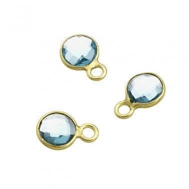 BeadsBalzar Beads & Crafts (925-P05GP) GOLD PLATED (925-P05X) Sterling silver 6mm set sky blue topaz hydrothermal quartz, 1 ring (1 PC)