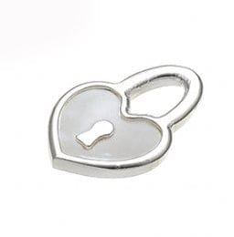 BeadsBalzar Beads & Crafts (925-P112-S) SILVER 925 11X15MM PADLOCK PENDANT WITH MOTHER OF PEARL (1 PC)