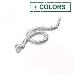 BeadsBalzar Beads & Crafts (925-S115-X) SILVER 925 8X25MM TEXTURED SNAKE CHARM WITH RING (1 PC)