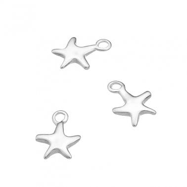 BeadsBalzar Beads & Crafts (925-SP68-S) SILVER 925 STARFISH CHARMS WITH RING (2 PCS)