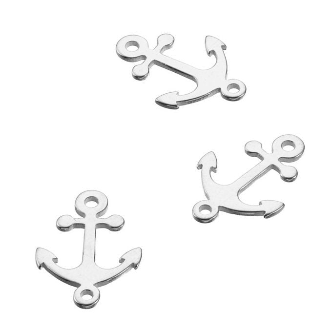 BeadsBalzar Beads & Crafts (925-TLANCR2) Sterling silver 1,2cm anchor charms with 2 holes