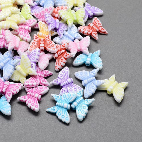 BeadsBalzar Beads & Crafts (AB1903) Colorful Acrylic Beads, Craft Beads, Butterfly, Mixed Color  12.5mm (20 GMS)