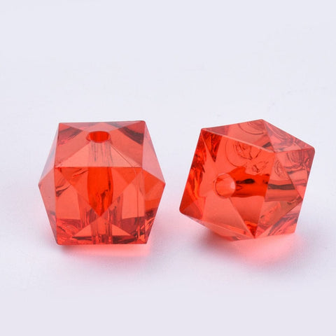 BeadsBalzar Beads & Crafts (AB6041A) Transparent Acrylic Beads, Faceted, Cube, Red Size: about 10mm (+-- 40 PCS)