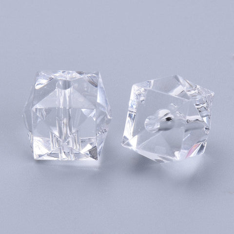 BeadsBalzar Beads & Crafts (AB6041B) Transparent Acrylic Beads, Faceted, Cube, Clear Size: about 10mm (+-- 40 PCS)