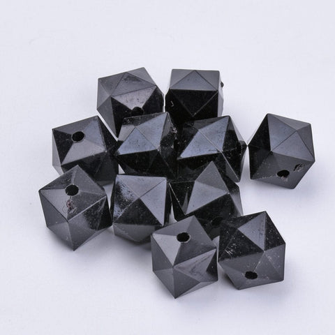BeadsBalzar Beads & Crafts (AB6044A) Transparent Acrylic Beads, Faceted, Cube, Black Size: about 10mm (+-- 40 PCS)