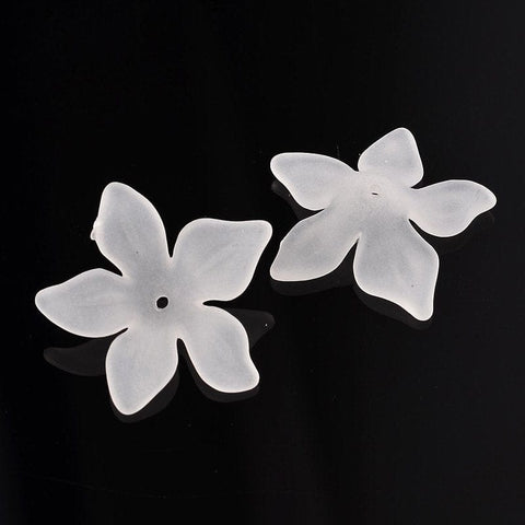 BeadsBalzar Beads & Crafts (AB6358A) Translucent Acrylic Beads, Frosted, Flower, White Size: about 29mm long (20 GMS)