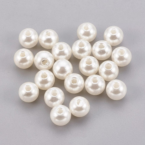 BeadsBalzar Beads & Crafts (AB6378A) ABS Plastic Imitation Pearl Beads, Round, OldLace Size: about 4mm (15 GMS)