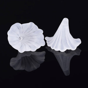 BeadsBalzar Beads & Crafts (AB6466A) Transparent Acrylic Beads, Calla Lily, Frosted, Clear, Dyed about 35mm wide (10 PCS)