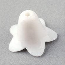 Load image into Gallery viewer, BeadsBalzar Beads &amp; Crafts (AB6468A) Opaque Acrylic Beads, Trumpet Flower Beads, Flower, White Size: about 17mm long (25 gms)
