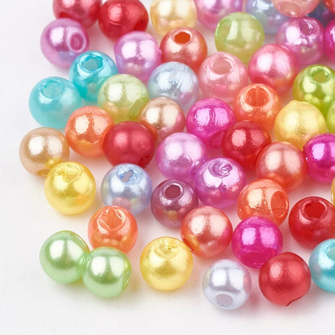 BeadsBalzar Beads & Crafts (AB6842B) MIX (AB6842X) ABS Plastic Beads, Imitation Pearl , Round,  6mm (15 GMS)