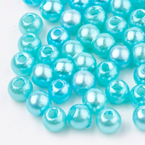 BeadsBalzar Beads & Crafts (AB6842D) CYAN (AB6842X) ABS Plastic Beads, Imitation Pearl , Round,  6mm (15 GMS)