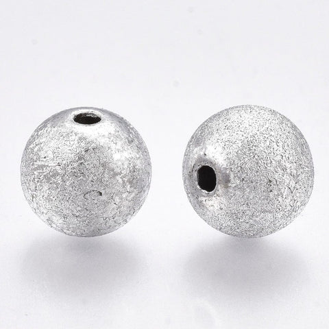 BeadsBalzar Beads & Crafts (AB7379-S) Plating Acrylic Beads, Textured, Round, Silver 8mm (15 GMS)