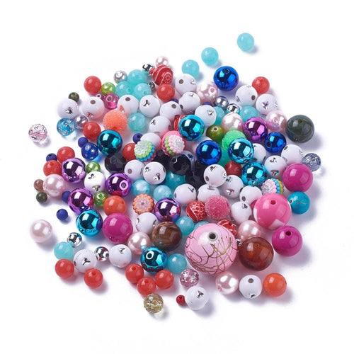 BeadsBalzar Beads & Crafts (AB7483M) Acrylic Beads, Round, Mixed Color Size: about 2.5~21mm  (15 GMS)