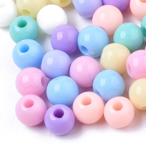 BeadsBalzar Beads & Crafts (AB7485-MIX) Opaque Acrylic Beads, Round, Mixed Color  6mm H1.8mm (15 GMS)