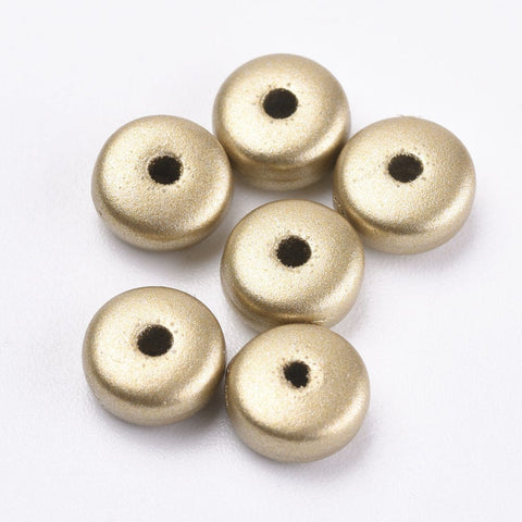 BeadsBalzar Beads & Crafts (AB8403-18) Plating Acrylic Bead Spacers, Matter Style, Flat Round, Golden Plated 6mm (10 GMS / +- 100 PCS)