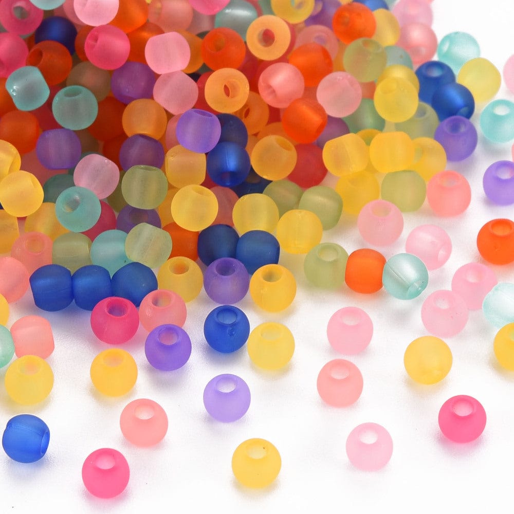 BeadsBalzar Beads & Crafts (AB8546-MIX) Frosted Transparent Acrylic Beads, Round, Mixed Color 4mm (10 GMS/+-300PCS)