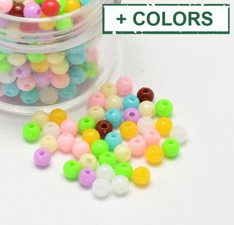 BeadsBalzar Beads & Crafts (AB8547-X) Round Opaque Acrylic Spacer Beads, 4mm  (10 GMS  / +-300 PCS)
