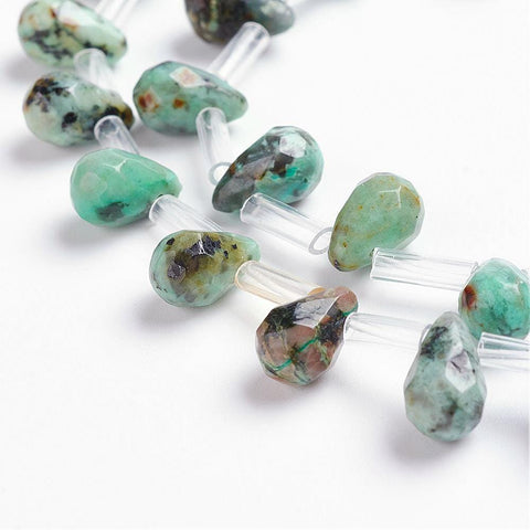BeadsBalzar Beads & Crafts AFRICAN TURQUOISE (BG4712A) Natural Agate Beads , Drop, Faceted, Dyed Size: about 6mm wide, 9mm long, hole: 1mm (& COLORS) (BG4712X)