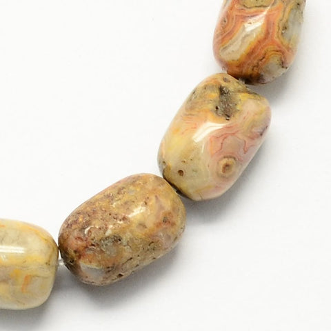 BeadsBalzar Beads & Crafts AGATE PERU (BG7898-08) (BG7898-08) Barrel Shaped Gemstone Natural Beads Strands, 10x15mm