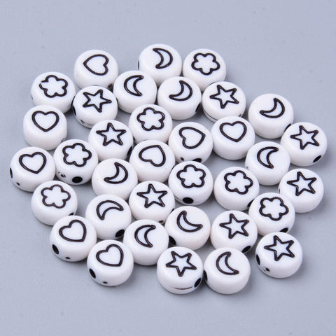 BeadsBalzar Beads & Crafts (AH7604-M) Opaque White Acrylic Beads, Flat Round 7mm (10 GMS +-70 PCS)