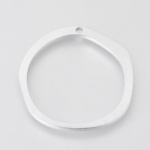 BeadsBalzar Beads & Crafts (AL5591B) Environmental Aluminium Pendants,Pendants, Ring, Silver 53mm long (2 PCS)