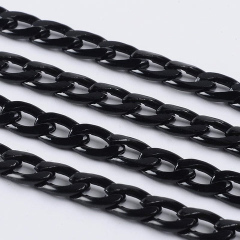 BeadsBalzar Beads & Crafts Aluminum chain Black 12mm (CH4351)