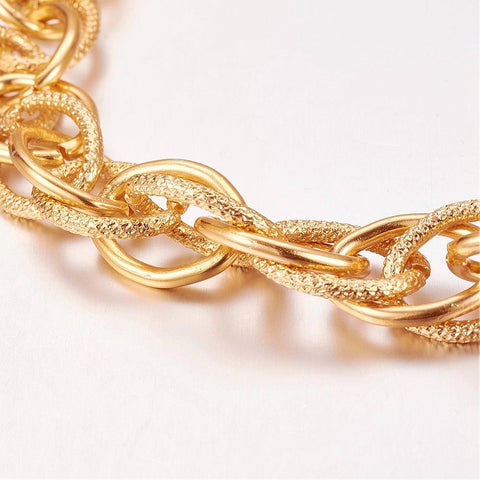 BeadsBalzar Beads & Crafts Aluminum Double Link Chains, Gold  Size: Chains: about 19mm (CH4766)