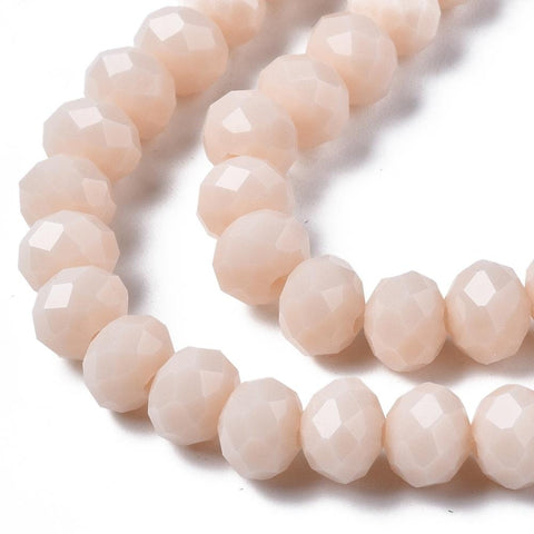 BeadsBalzar Beads & Crafts ANTIQUE WHITE (BE7915-D05) (BE7915-X) Opaque Solid Color Glass Beads Strands, Faceted, Rondelle, Gold 8x6mm