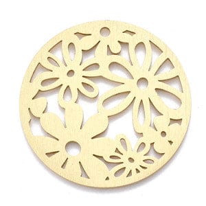 BeadsBalzar Beads & Crafts (AP5681) Aluminium Flat Round with Flower, Golden Size: about 50mm