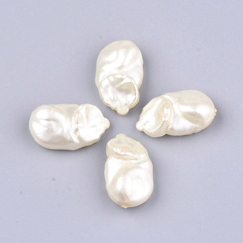 BeadsBalzar Beads & Crafts (AP6641B) ABS Plastic Imitation Pearl Beads, Nuggets, Creamy White Size: about 27mm long, 16mm wide,(6 PCS)