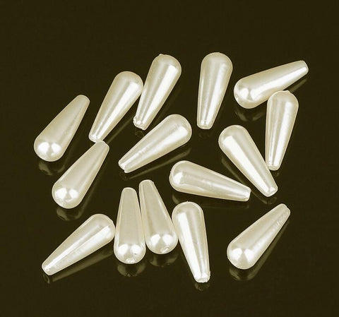 BeadsBalzar Beads & Crafts (AP6748A) ABS Plastic Imitation Pearl, Drop, Beige Size: about 7mm wide, 18mm long (15GMS)