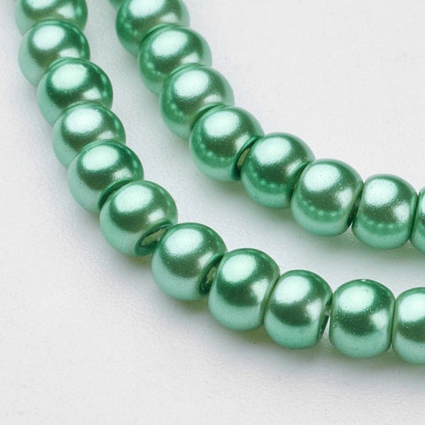 BeadsBalzar Beads & Crafts AQUAMARINE (BE7814-B64) (BE7814-X) Glass Pearl Beads Strands, Pearlized, Round, 3mm