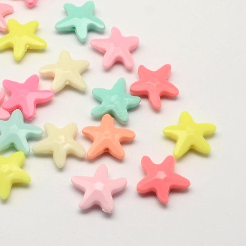 BeadsBalzar Beads & Crafts (AS6754B) Opaque Acrylic Beads, Starfish/Sea Stars, Mixed Color Size: about 21mm long (15 GMS)