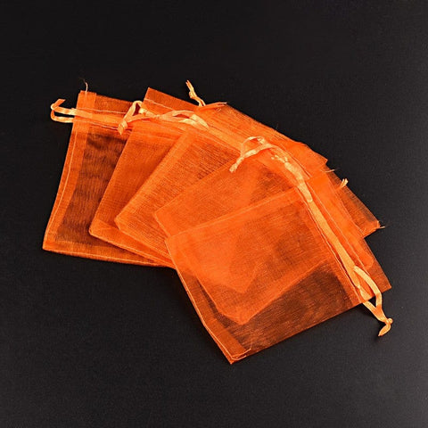 BeadsBalzar Beads & Crafts (BA1969) Organza Gift Bags with Drawstring, Orange 8X10cm  (10 PCS)