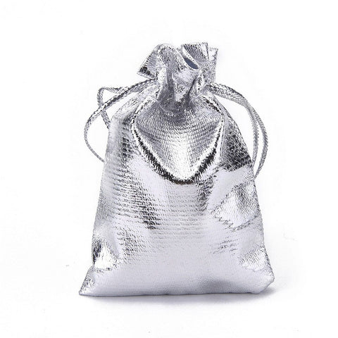 BeadsBalzar Beads & Crafts (BA2082) Small Metallic Silver Organza Bags 5x7cm (10 PCS)