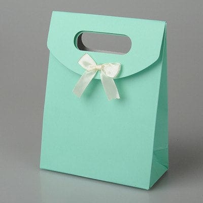 BeadsBalzar Beads & Crafts (BA5062B) Paper Gift Bags with Ribbon Bowknot Design, PaleTurquoise