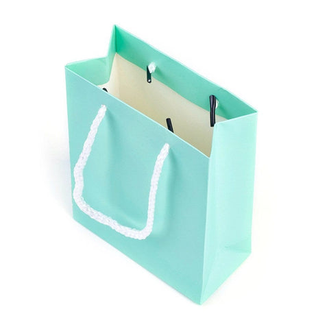 BeadsBalzar Beads & Crafts (BA6648A) Kraft Paper Bags, with Handles, Gift Bags, Aquamarine 12cm wide, 16cm long