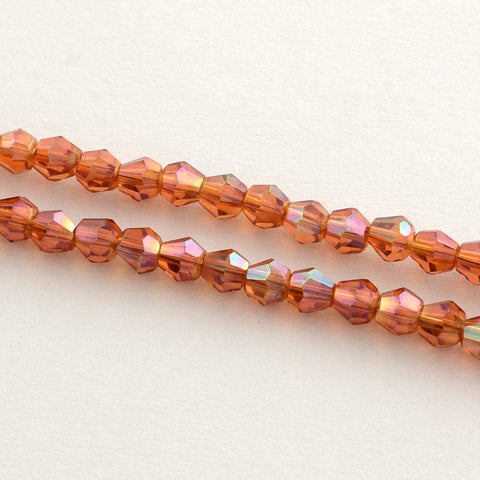 BeadsBalzar Beads & Crafts (BB3962G) Electroplate Glass Bead Strands, Rainbow Plated, Faceted Bicone, OrangeRed Size: about 3mm long, 3.5mm in diameter, Hole: 1mm;