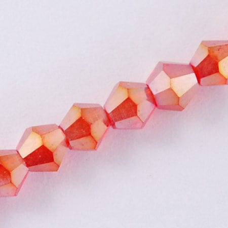 BeadsBalzar Beads & Crafts (BB5622) Glass Beads Strands, AB Color Plated, Faceted, Bicone, Red  3mm in diamete
